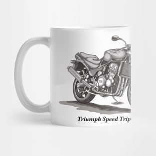 Drawing of Retro Classic Motorcycle Triumph Speed Triple 1994 Mug